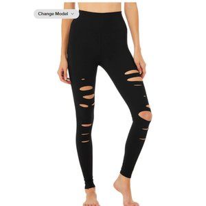 ALO Yoga High-waist Ripped Warrior Legging in Black, XS